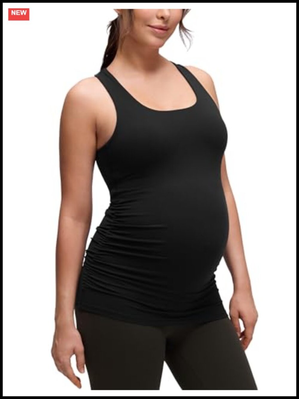Maternity Racerback Tank Top Built in Bra Slim Fit Yoga Lounge